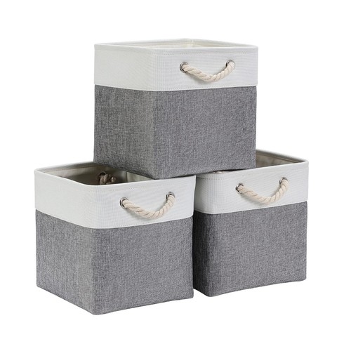 Grey white fabric cube storage - white,